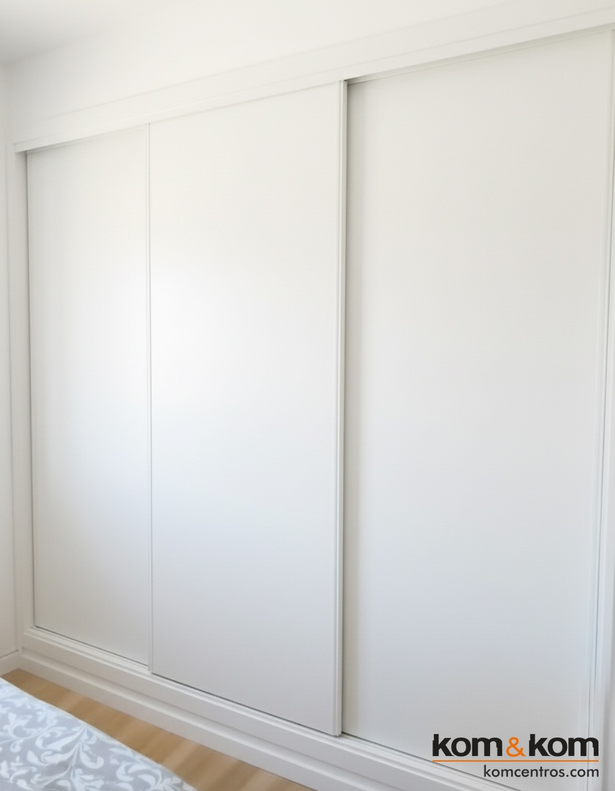 armario ropero empotrado blanco con puertas correderas
